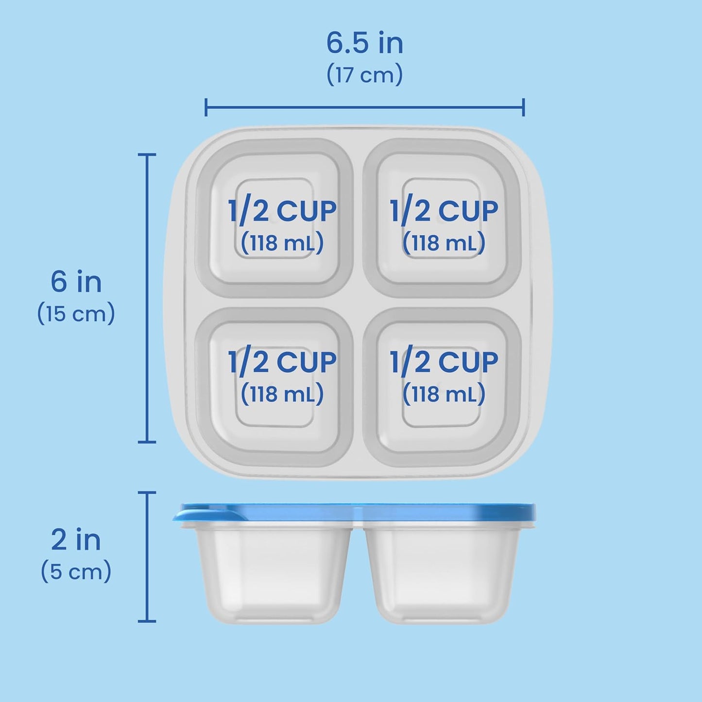 4-Compartment Snack Containers - 8-Piece Set with 4 Trays & 4 Custom-Fit Lids to Seal in Freshness - Reusable Food Storage & Meal Prep Bento BPA-Free Containers (Classic)
