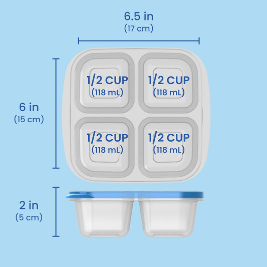 4-Compartment Snack Containers - 8-Piece Set with 4 Trays & 4 Custom-Fit Lids to Seal in Freshness - Reusable Food Storage & Meal Prep Bento BPA-Free Containers (Classic)
