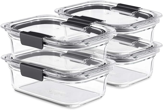 Glass Food Storage Containers, 3.2 Cup, Set of 4, BPA-Free, Leak-Proof, Clear