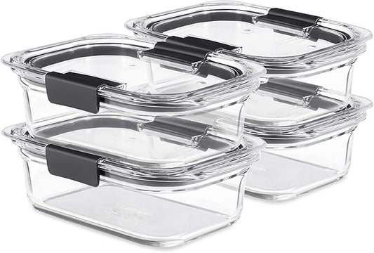 Glass Food Storage Containers, 3.2 Cup, Set of 4, BPA-Free, Leak-Proof, Clear