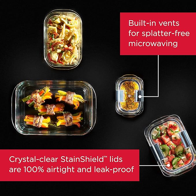 Glass Food Storage Containers, 3.2 Cup, Set of 4, BPA-Free, Leak-Proof, Clear